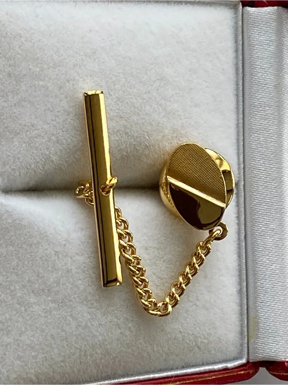 Claiborne Gold-Tone Oval Textured Half-Polish Pin